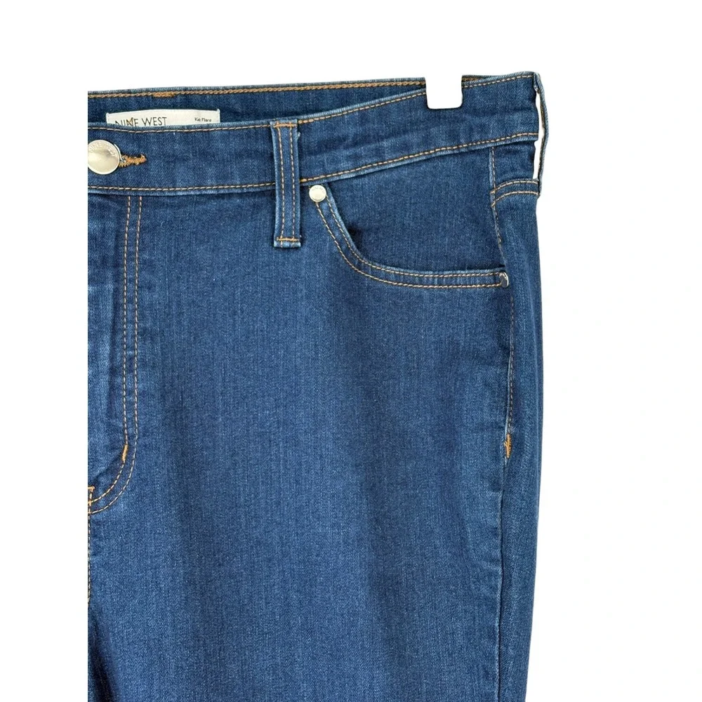 Nine West Kick‎ Flare Jeans Blue Raw Stepped Hem 18